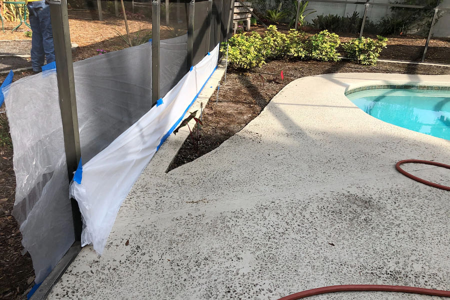 sinking pool deck