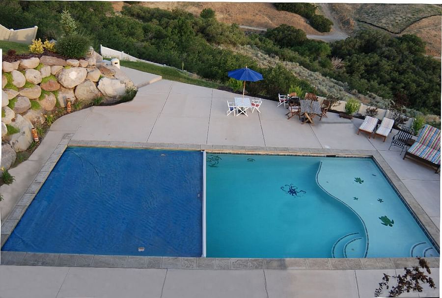 Serene saltwater and chlorine pools side by side