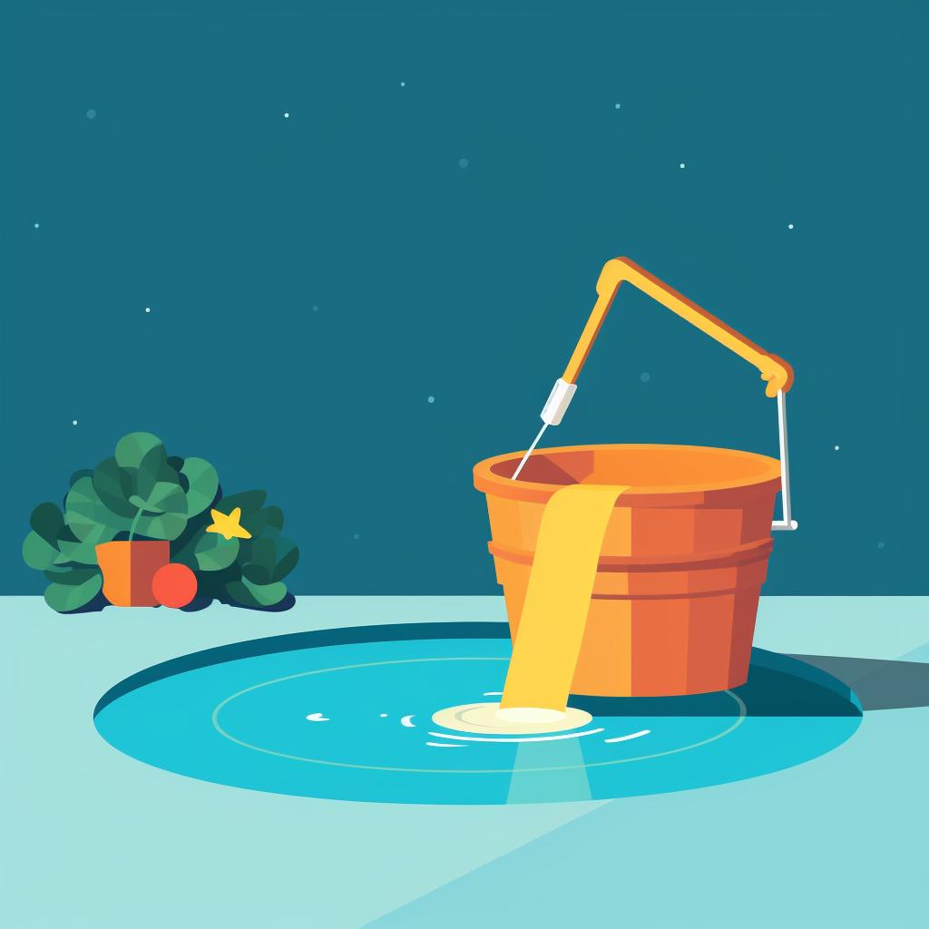 A bucket being placed on a pool step