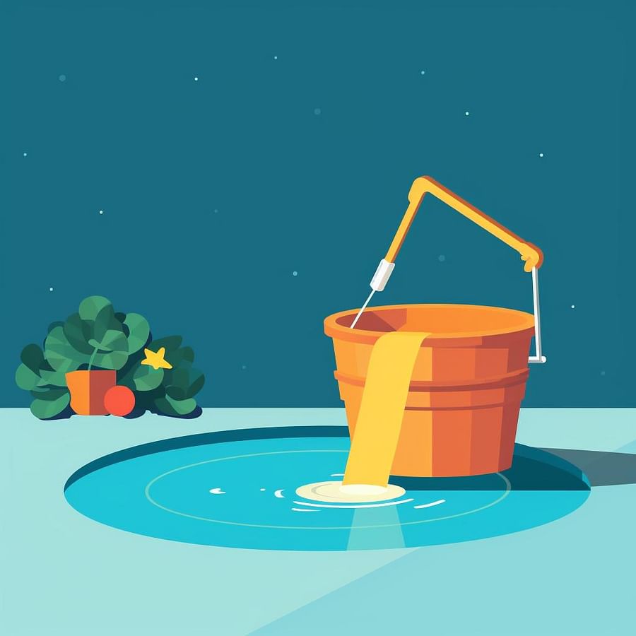 A bucket being placed on a pool step