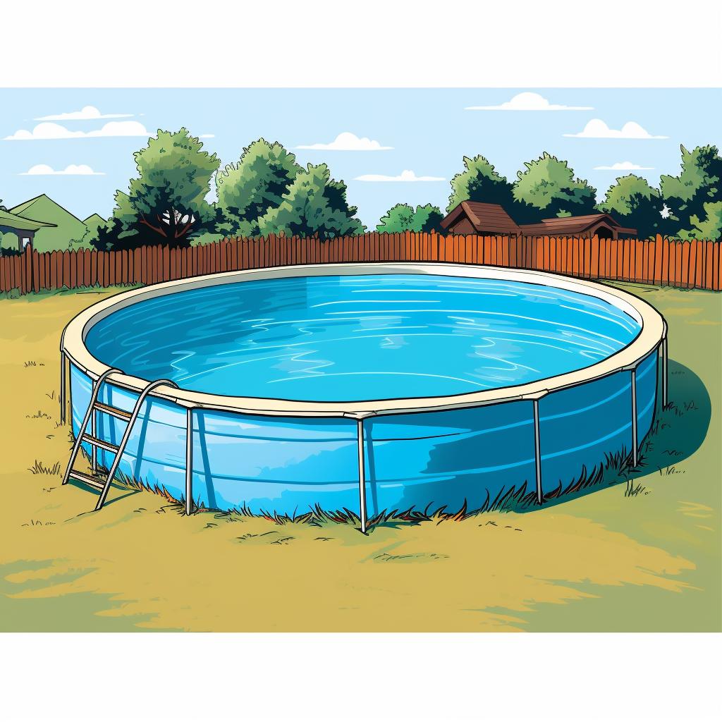 A filled above ground pool with a newly installed liner