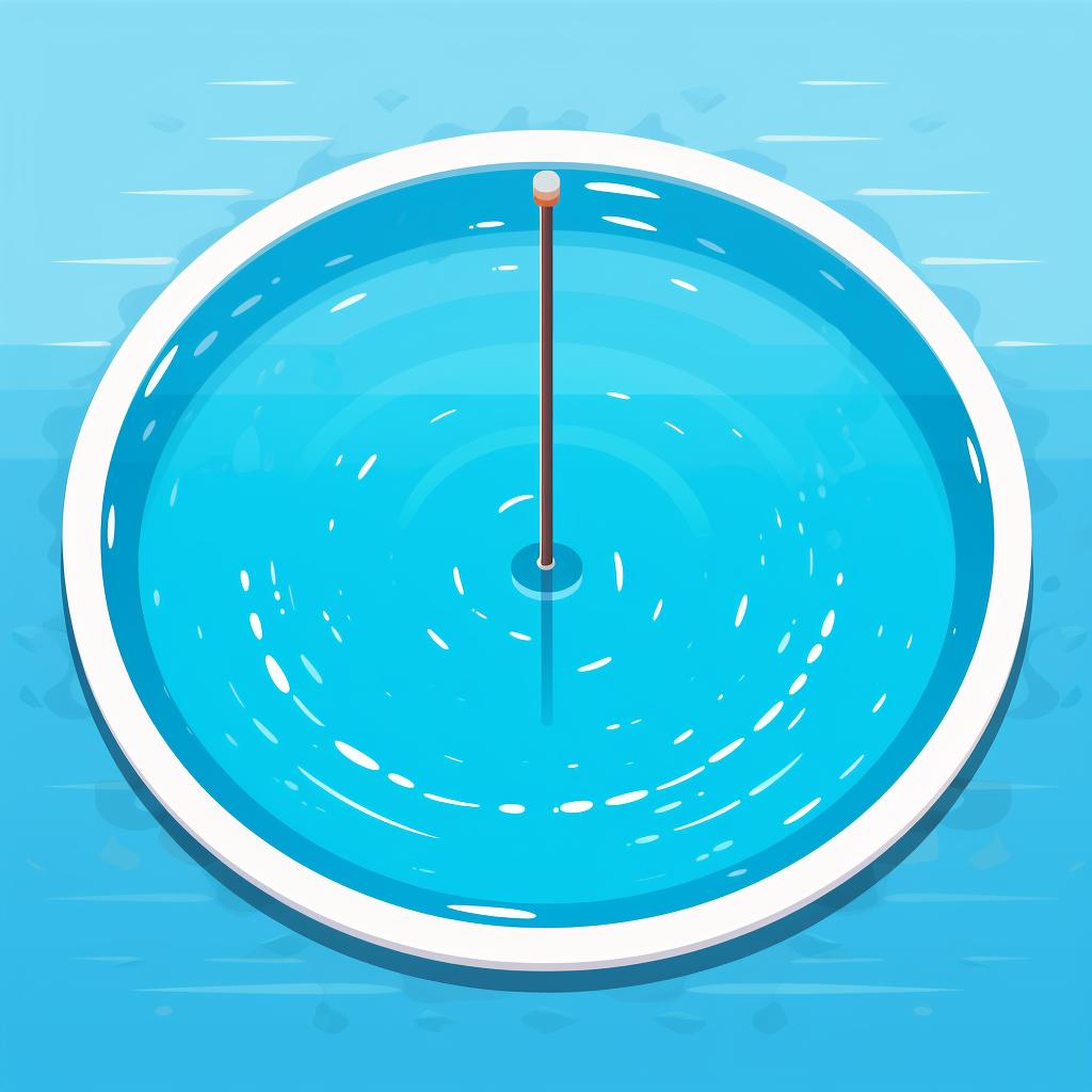 A pool with water at the center of the pool skimmer
