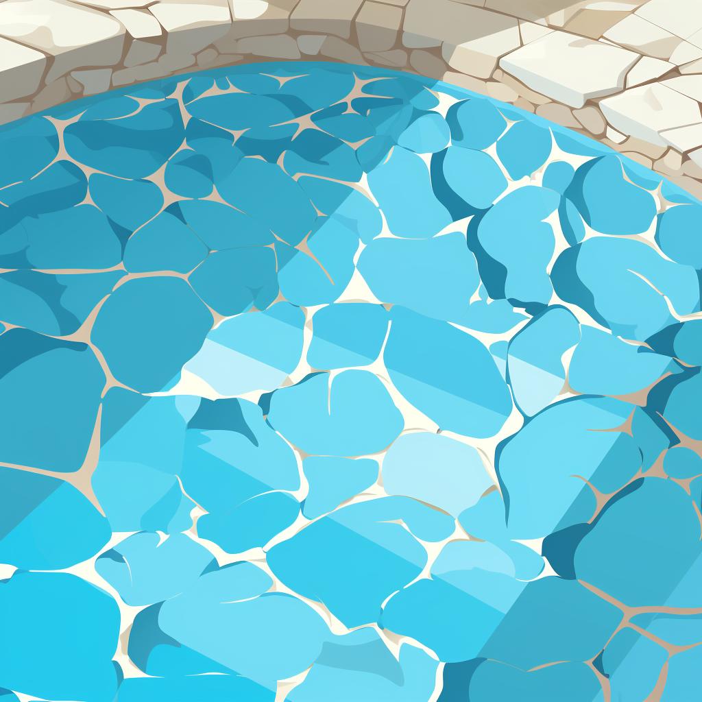 A close-up of a pool with visible cracks